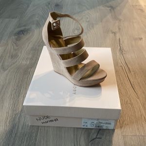Chinese laundry suede nude Maneeya wedge sandals
